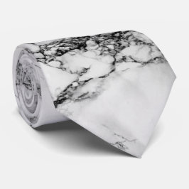 White Carrara Marble Print Stropdas