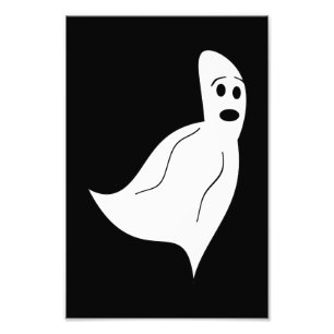 White Cartoon Ghost Foto Afdruk