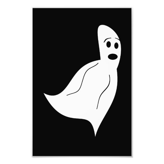 White Cartoon Ghost Foto Afdruk (Voorkant)