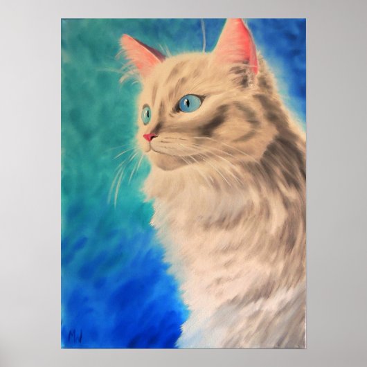 White Cat Art Print (Voorkant)