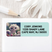 WHITE CAT CUTE ART Return Address Labels (Insitu)