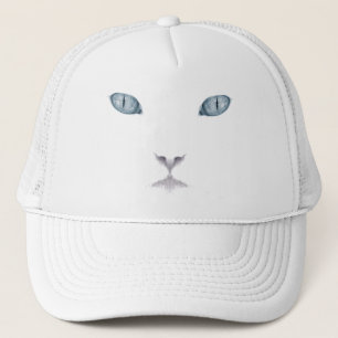 White Cat Face Trucker Hat Trucker Pet