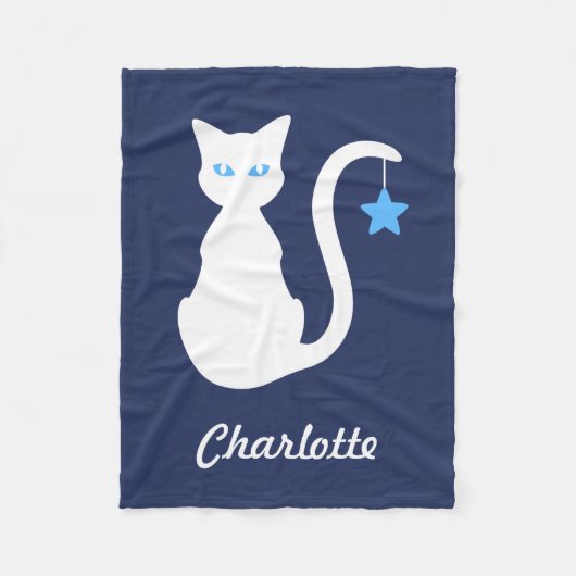 White Cat Fleece Blanket Deken (Voorkant)