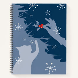 "White Cat & Holly"-ontwerp in Midnight Blue Notitieboek