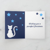 White Cat Kerstmis Kaart (Binnen)