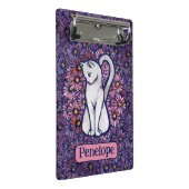 White Cat Mauve Daisies Mini Klembord (Schuin)