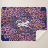 White Cat Mauve Daisies Sherpa Deken (Voorkant (horizontaal))