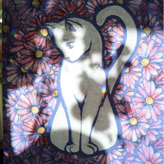 White Cat Mauve Daisies Tissuepapier