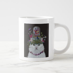 White Cat met Butterfly Bell Jar Extra Grote Beker