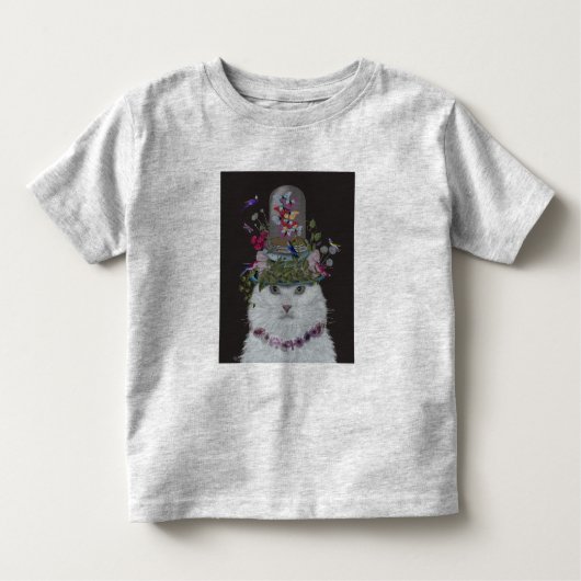 White Cat met Butterfly Bell Jar Kinder Shirts (Voorkant)