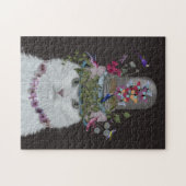 White Cat met Butterfly Bell Jar Legpuzzel (Horizontaal)