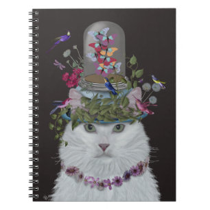 White Cat met Butterfly Bell Jar Notitieboek