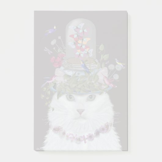White Cat met Butterfly Bell Jar Post-it® Notes (Voorkant)