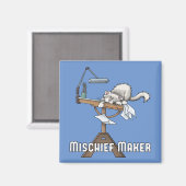 White Cat Mischief Maker Magnet Magneet (Voorkant / Achterkant)
