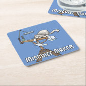 White Cat Mischief Maker Square Paper Onderzetter (Schuin)