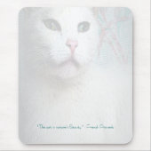 White Cat Mousepad Muismat (Voorkant)