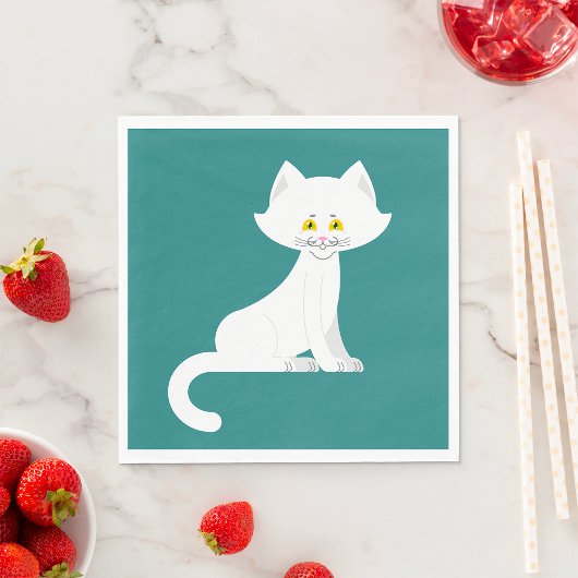 White Cat Napkins Servet
