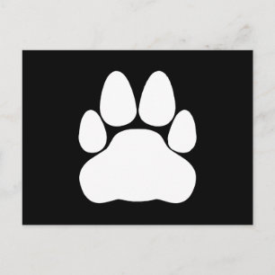 White Cat Paw Print Vorm Briefkaart