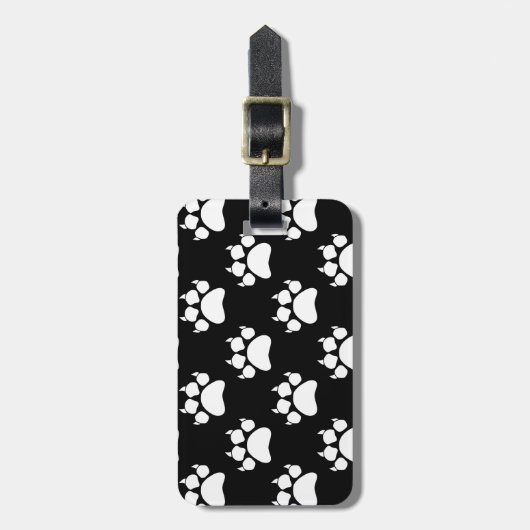 White Cat Paws and Claws Pattern Print Bagagelabel (Voorkant verticaal)