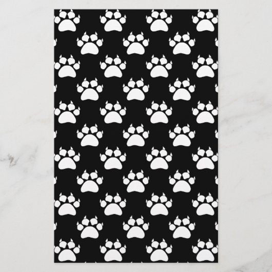 White Cat Paws and Claws Pattern Print Briefpapier (Voorkant)