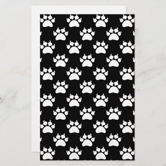 White Cat Paws and Claws Pattern Print Briefpapier (Voorkant / Achterkant)