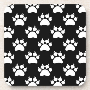 White Cat Paws and Claws Pattern Print Drankjes Onderzetter