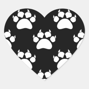 White Cat Paws and Claws Pattern Print Hart Sticker