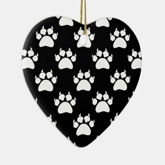 White Cat Paws and Claws Pattern Print Keramisch Ornament (Rechts)