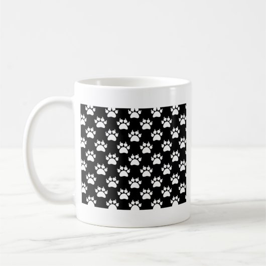 White Cat Paws and Claws Pattern Print Koffiemok (Links)