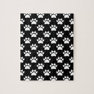 White Cat Paws and Claws Pattern Print Legpuzzel