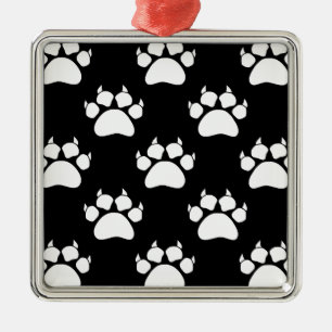 White Cat Paws and Claws Pattern Print Metalen Ornament