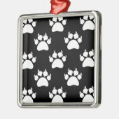 White Cat Paws and Claws Pattern Print Metalen Ornament (Links)