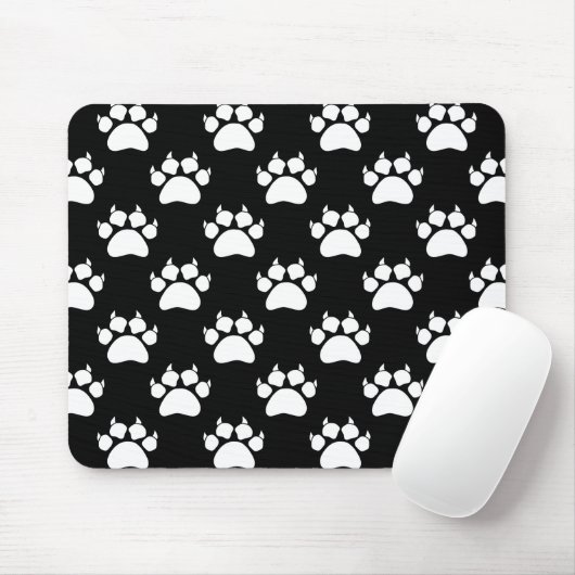 White Cat Paws and Claws Pattern Print Muismat (Met muis)
