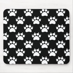 White Cat Paws and Claws Pattern Print Muismat
