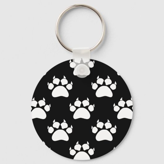 White Cat Paws and Claws Pattern Print Sleutelhanger (Voorkant)