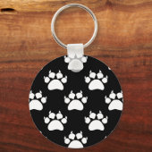 White Cat Paws and Claws Pattern Print Sleutelhanger (Voorkant)