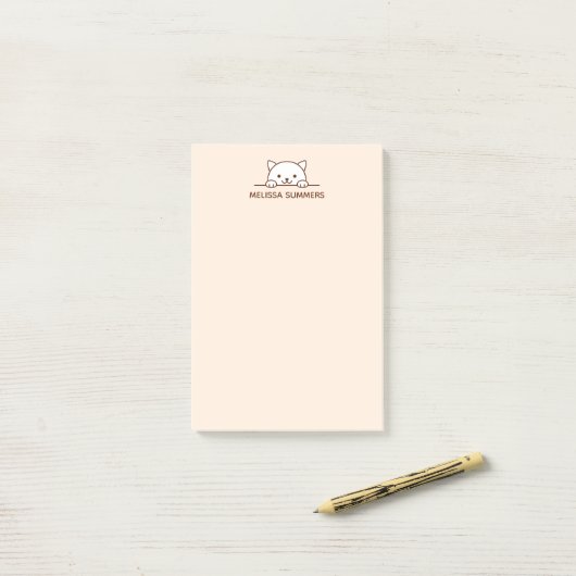 White Cat Peking boven Custom Name EP Post-it® Notes (Op bureau)