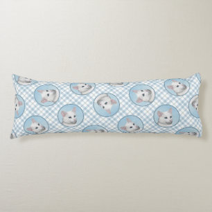 White Cat Portrait Schilderij Schattigee Originele Lichaamskussen