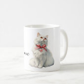 White Cat Red Bow Heart Charm Koffiemok (Voorkant rechts)