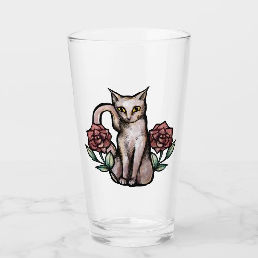White Cat  Roos Rozen White Kat Art Glas (Voorkant)