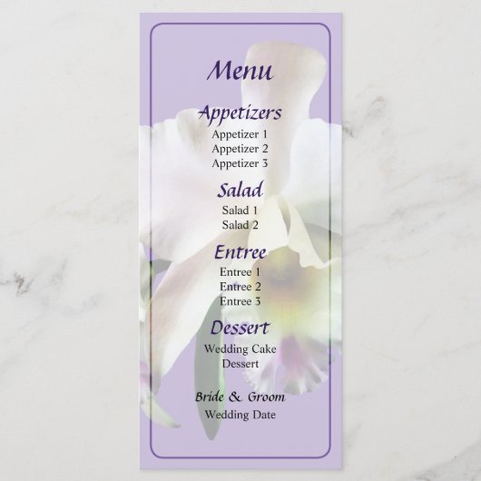White Cattleya Orchids Wedding Menu (Voorkant)