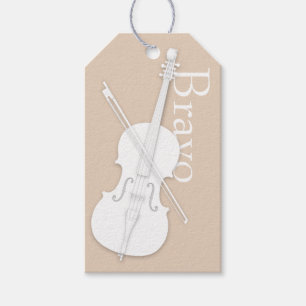 White Cello & Bow Beige Musical Occasion Custom Cadeaulabel