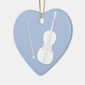 White Cello & Bow Light Blue Custom Heart-keramiek Keramisch Ornament (Links)