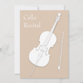 White Cello & Bow Music Overweging Concert Beige Kaart (Voorkant)