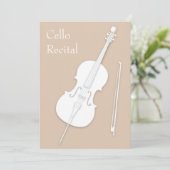 White Cello & Bow Music Overweging Concert Beige Kaart (Staand voorkant)
