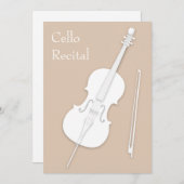 White Cello & Bow Music Overweging Concert Beige Kaart (Voorkant / Achterkant)