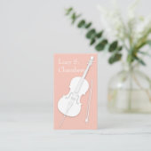 White Cello & Bow Peach roze String Player Visitekaartje (Staand voorkant)