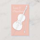 White Cello & Bow Peach roze String Player Visitekaartje (Voorkant)