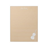 White Cello & Bow Personalized Music Class Beige Notitieblok (Gedraaid)