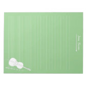 White Cello & Bow Personalized Music Class Green Notitieblok (Voorkant)